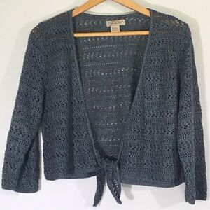Cropped Crochet‎ Tie Up Shrug
